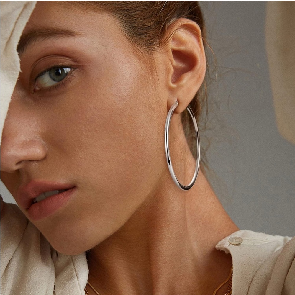 Classic Silver Hoop Earrings - Polished Minimalist Hoops